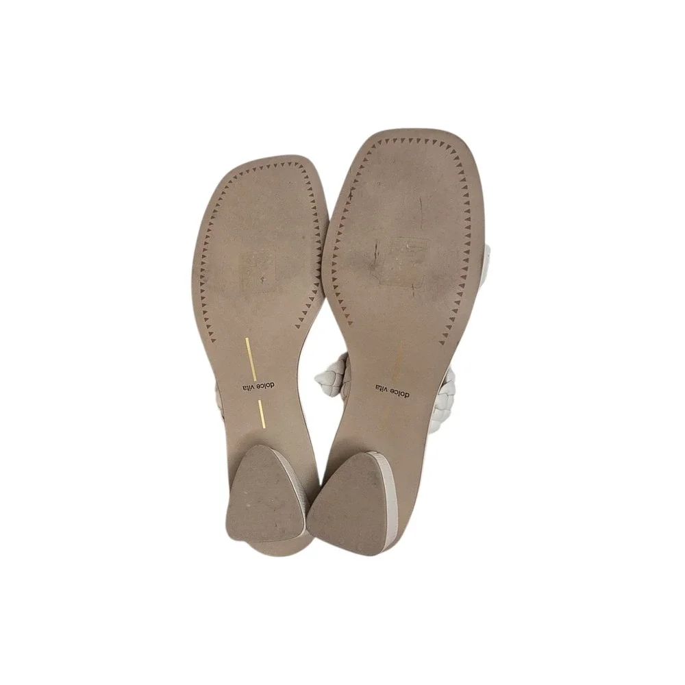 Dolce Vita Paily Braided Block Heel Sandals‎ Ivory Cream Square Toe Womens 11